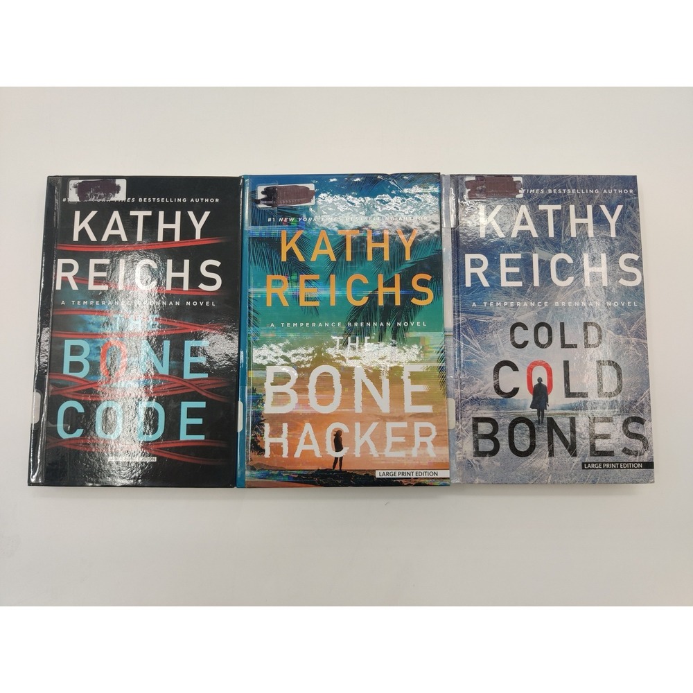 Kathy Reichs Temperance Brennan 3 Bk Lot Large Print Hardcover Bone Code Hacker‎